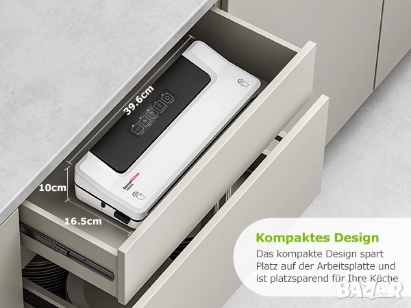 Вакуум машина 125W с 4 режима за сухи и мокри храни. Bonsenkitchen VS2000, снимка 12 - Други - 52375712