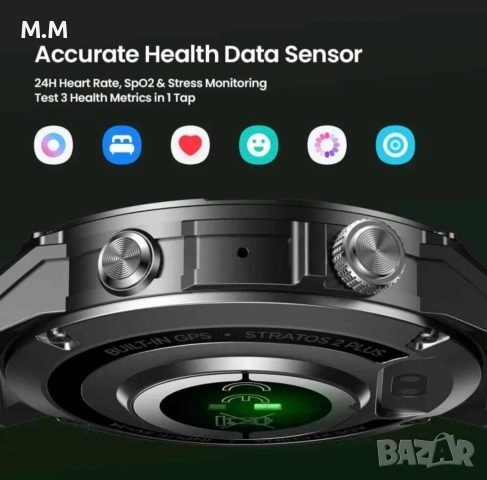 Смарт часовник Zeblaze Stratos 2 Plus, 1.43" AMOLED, GPS + BDS, водоустойчив , снимка 3 - Смарт часовници - 53480296