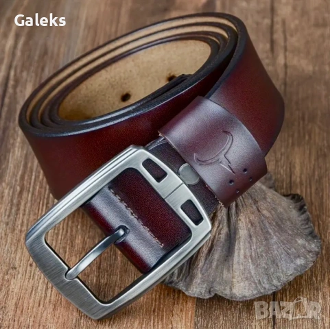 Мъжки кожени колани с двойна и квадратна катарама /Черна естест. кожа!, снимка 8 - Колани - 53769945