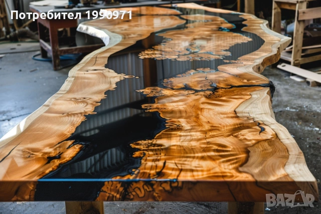 Маса от уникален дървен материал и смола ръчка изработка по поръчка, снимка 7 - Маси - 53729126