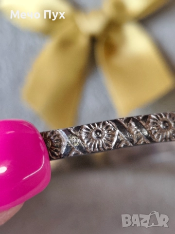 Стара сребърна твърда гривна (325), снимка 5 - Гривни - 51742184