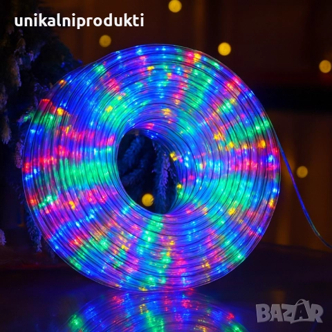 20м коледен ЛЕД маркуч топла светлина+захранване с 8 шоу програми , снимка 2 - Декорация за дома - 52678822