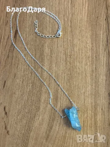  Аква аура кварц , снимка 2 - Колиета, медальони, синджири - 50086074