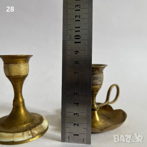 Месингови свещници със седеф винтидж месинг свещник, снимка 7 - Антикварни и старинни предмети - 45401152