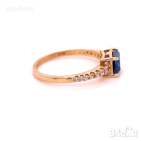 Златен дамски пръстен 2,19гр. размер:55 14кр. проба:585 модел:34544-1, снимка 2 - Пръстени - 52488009