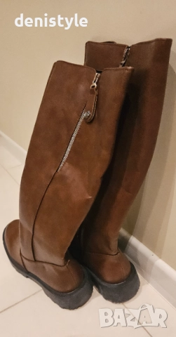Кафеви ботуши с ципове 41, снимка 6 - Дамски ботуши - 52486802