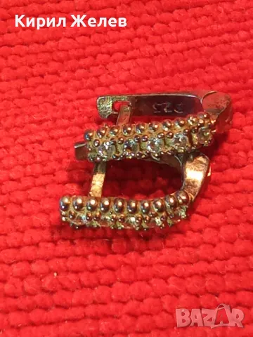 СТАРИ СКЪПОЦЕННИ АНГЛИЙСКИ СРЕБЪРНИ ОБЕЦИ СРЕБРО 925 с БЛЕСТЯЩИ ФАСЕТИРАНИ ЦИРКОНИ 32092, снимка 12 - Обеци - 49682571