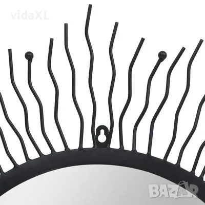 vidaXL Стенно огледало, слънчеви лъчи, 80 см, чер(SKU:245924）, снимка 3 - Огледала - 49190221