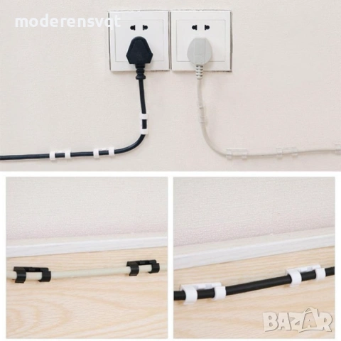 Самозалепващи се практични щипки за кабели, снимка 2 - USB кабели - 53099290
