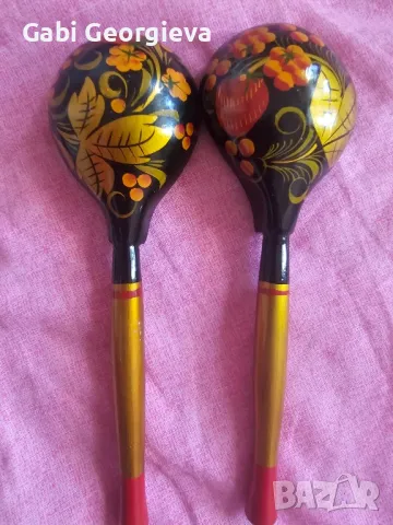 Винтидж хохлома руски дървени лъжици, снимка 1