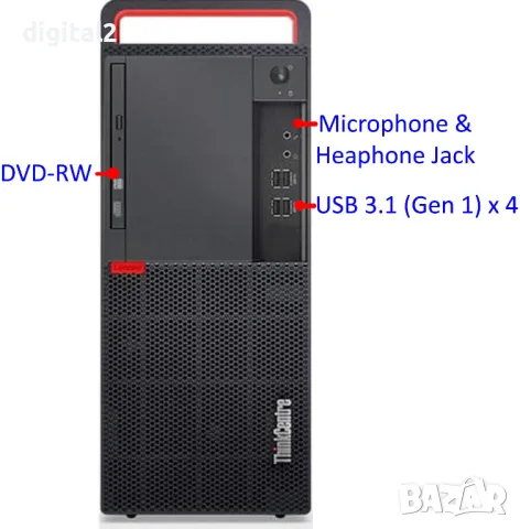 Lenovo M910T Tower, Core i5 6th Gen, 8 GB,SSD 256 + 1 TB HDD 24м Гар., снимка 3 - Работни компютри - 47744893