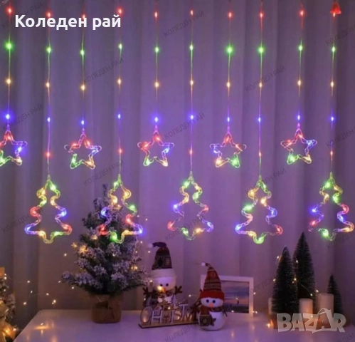 LED лампички и тип завеса в различен цветове с различни фигурки, снимка 3 - Декорация за дома - 52337316