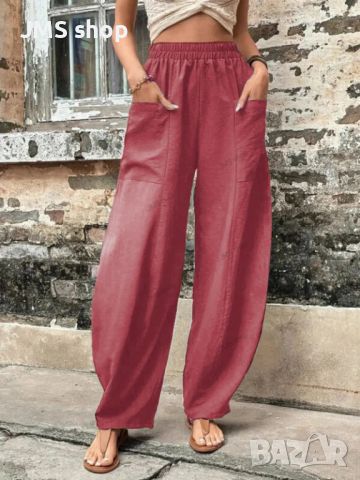Дамски улични ежедневни едноцветни панталони с цял джоб и пачуърк, 11цвята , снимка 12 - Панталони - 45716612