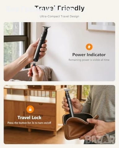 Нов мъжки Водоустойчив тример за тяло и слабини, 120мин, магнитна глава, снимка 9 - Тримери - 53680158