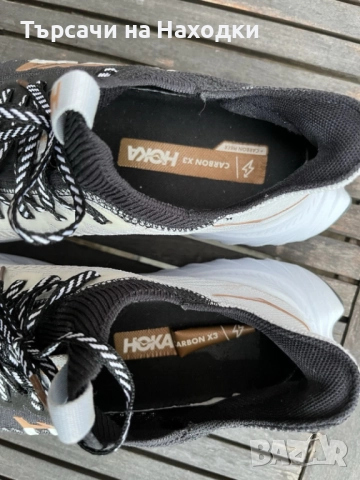 $163 Мъжки маратонки HOKA Carbon X3 Black and white 44-45 отлично състояние, снимка 7 - Маратонки - 52033659