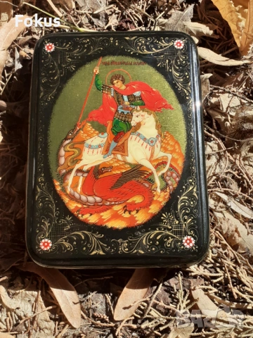 Уникална руска лакова кутия - табакера Федоскино печат, снимка 2 - Антикварни и старинни предмети - 53416957