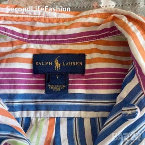 Ralph Lauren детска риза с копчета за момче многоцветна 7 години с къс ръкав памук, снимка 2 - Детски ризи - 53160451