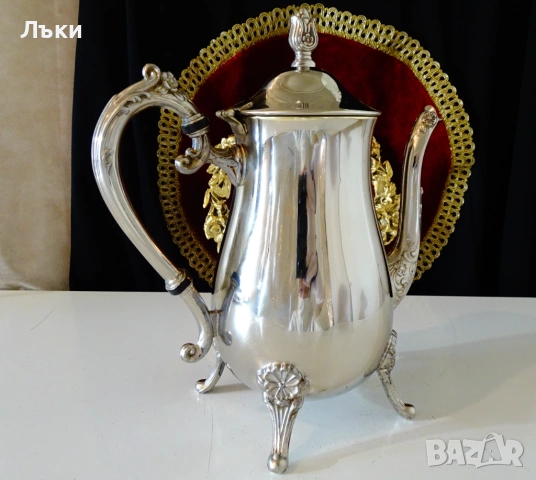 Посребрена бронзова кана,барок,като нова от вътре. , снимка 8 - Антикварни и старинни предмети - 53632227