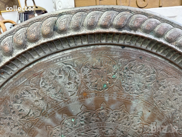 Огромна медна персийска / османска синия 19в. №7669, снимка 7 - Антикварни и старинни предмети - 52582352