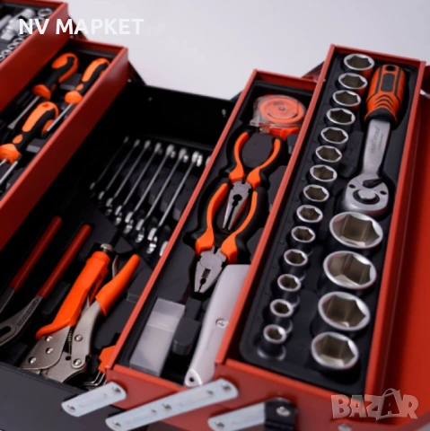 Комплект инструменти 147 бр. в метален куфар, снимка 5 - Куфари с инструменти - 53843115