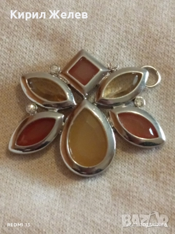 ВИСУЛКА ИНКРУСТИРАНА с РАЗЛИЧНИ ФАЦЕТИРАНИ КАМЪНИ в КАФЯВИ,ЖЪЛТИ и ЗЕЛЕНИ ТОНОВЕ 52154, снимка 7 - Колиета, медальони, синджири - 52501805