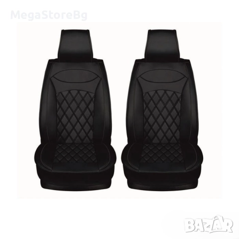 Кожена тапицерия за предни седалки 1158 - 2 части Черно