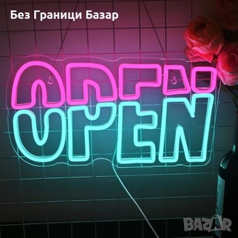 Нов USB Захранван Неон Open Знак LED Неонова Табела за Бизнес Отворено, снимка 6 - Лед осветление - 46521429