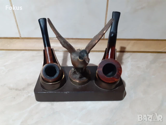 Уникална и невероятна метална поставка за две лули с патица, снимка 6 - Антикварни и старинни предмети - 50978855