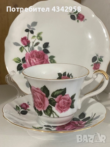 Rheinpfalz Hartporzellan .1951-1970. Порцеланов сет с рози.