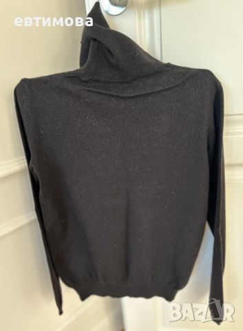Поло пуловер MaxMara, Италия, вълна, черен, снимка 9 - Блузи с дълъг ръкав и пуловери - 45359619