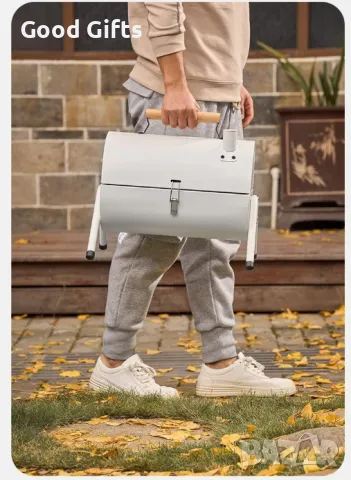 Преносимо двустранно барбекю с дървена дръжка – Компактна скара за месо, риба и зеленчуци, снимка 2 - Други стоки за дома - 50401573