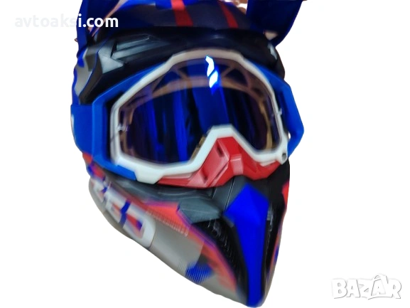 Каска Крос Мотор/Скутер/Бъги/Вело/АТВ +Очила -195-2, снимка 6 - Аксесоари и консумативи - 54015815