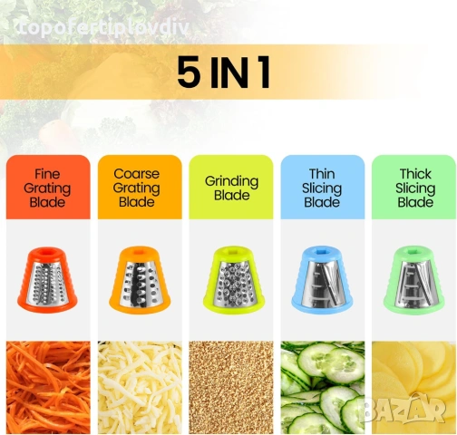 Електричеко ренде Electric Cheese Grater 5 in 1,Гаранция, снимка 5 - Кухненски роботи - 53723958