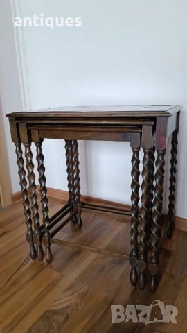 Троен сет маси - естествено дърво, снимка 4 - Антикварни и старинни предмети - 53005461