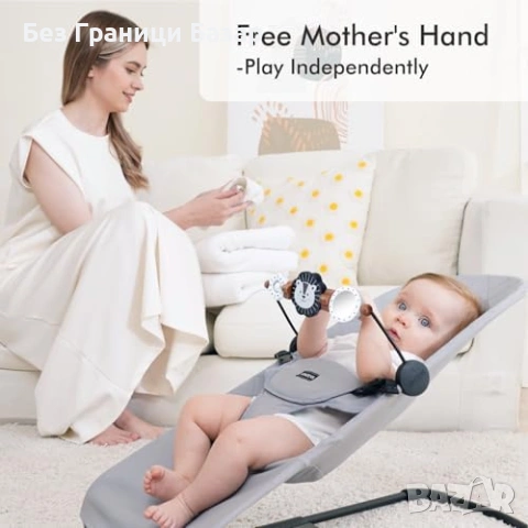 Нова Дървена играчка за бебешки шезлонг с огледало черно бяла лъвче арка бебе, снимка 6 - Други - 54107965