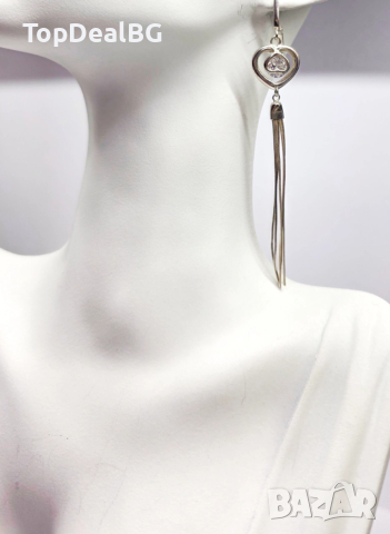 Сребърни обеци висящи проба 925, снимка 2 - Обеци - 53904367