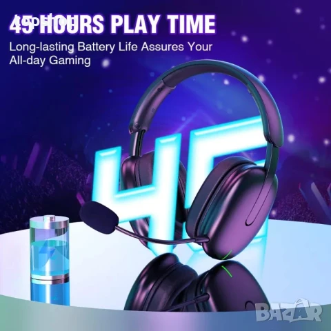 TA82 Безжични геймърски слушалки с подвижен шумопотискащ микрофон за PS5 PS4 PC, 2,4 GHz USB Dongle, снимка 5 - Bluetooth слушалки - 50525117