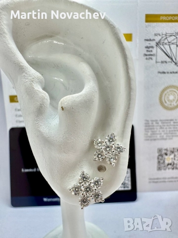 Сребърни обеци с мойсанит (Диамант) 1.2 карата, снимка 6 - Обеци - 52081954