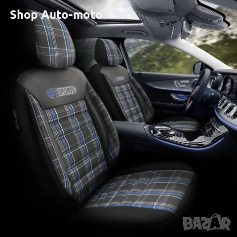 К-т Луксозна Тапицерия Automat-OTOM, Текстил с еко кожа, GTI SPORTS Design, Черна със син шев, снимка 3 - Аксесоари и консумативи - 52793404