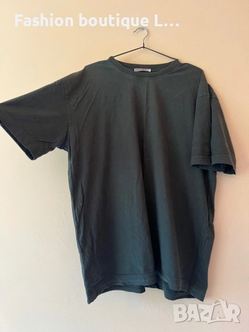 Тъмно зелена широка тениска L размер 100% памук 💚, снимка 4 - Тениски - 51846720