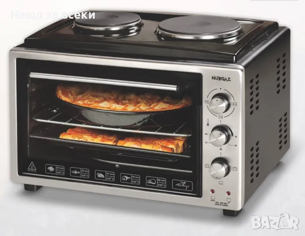 Електрическа фурна с котлони Nurgaz 45 литра, снимка 2 - Печки, фурни - 49872834