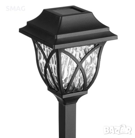 LED слънчев фенер соларна лампа бяла светлина пластмаса черен 34 см, снимка 3 - Соларни лампи - 45823132