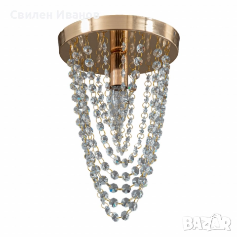 Луксозен плафон с кристали – впечатляващ светлинен ефект дори в малки помещения, снимка 5 - Полилеи - 51929578