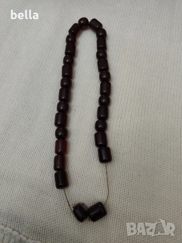 Антикварна броеница – Стар вишнев материал (88.4 гр)., снимка 4 - Антикварни и старинни предмети - 54163319