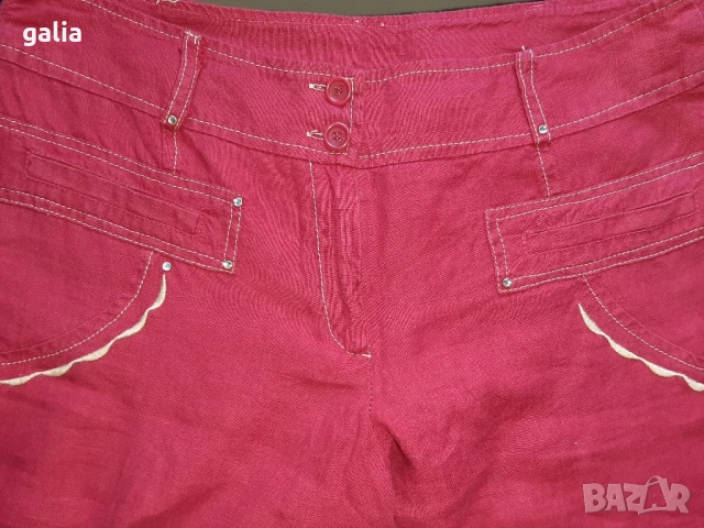 Тъмночервен ленен панталон , снимка 9 - Панталони - 51129858