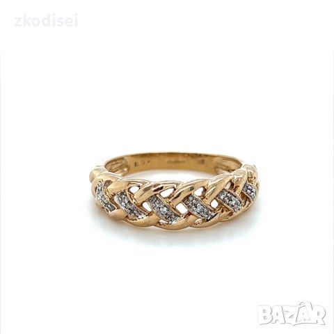 Златен дамски пръстен с 6 бр. брилянта 2,80гр. размер:57 9кр. проба:375 модел:23568-1, снимка 1 - Пръстени - 45408260