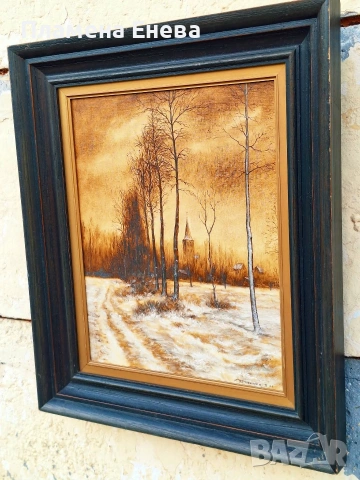 Зимен пейзаж-авторска картина , снимка 7 - Картини - 53123623