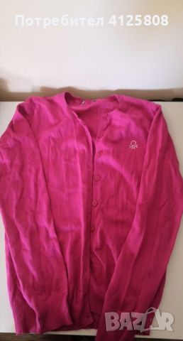 Розова жилетка Benetton, снимка 2 - Детски пуловери и жилетки - 46143598