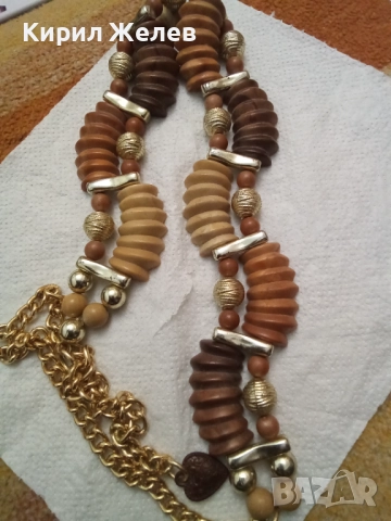 Огърлица с дървени и метални мъниста 52835, снимка 3 - Колекции - 52867703