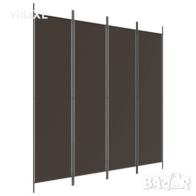 vidaXL Параван за стая, 4 панела, кафяв, 200x200 см, плат(SKU:350183, снимка 1 - Портманта - 46241120